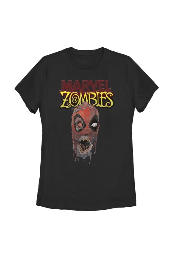 Women's Marvel Zombies Deadpool Face Graphic Tee Black Small