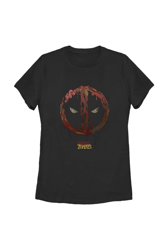Women's Marvel Zombies Deadpool Mask Graphic Tee Black Medium