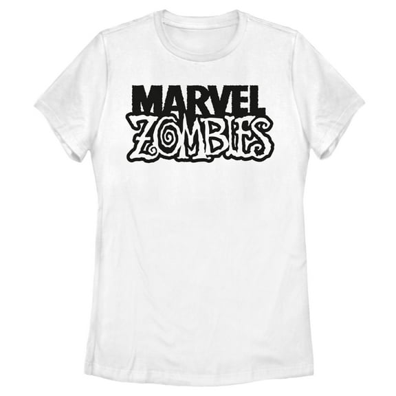 Women's Marvel Zombies Gray Grayscale Logo  Graphic Tee White Small