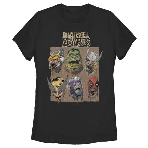 Women's Marvel Zombies Happy Faces  Graphic Tee Black Small