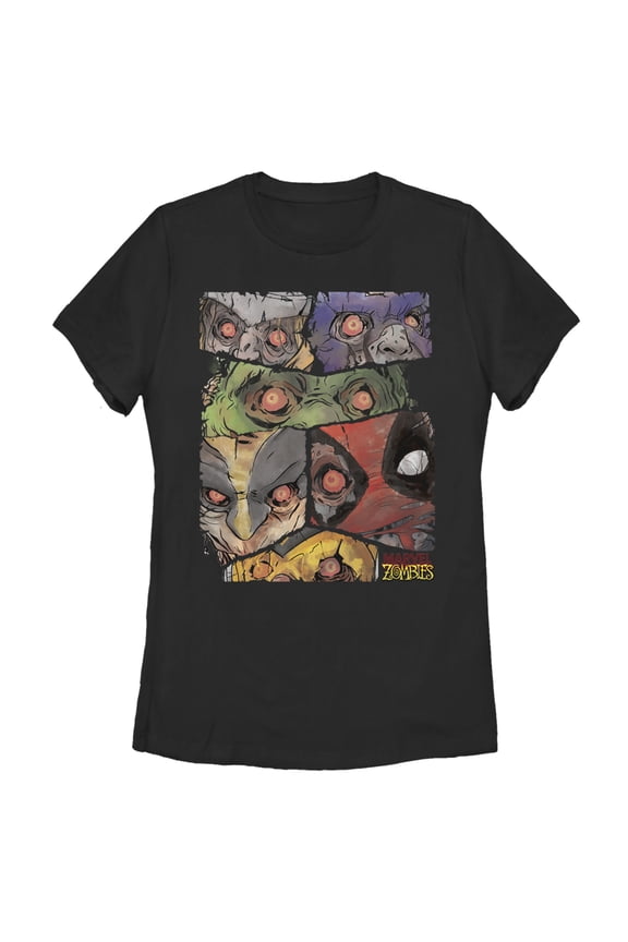 Women's Marvel Zombies Hero Faces  Graphic Tee Black Small