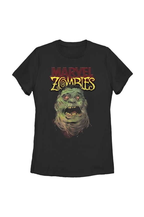 Women's Marvel Zombies Hulk Face Graphic Tee Black X Large