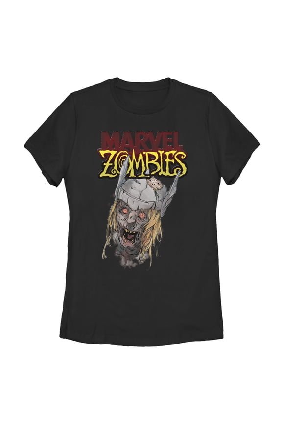 Women's Marvel Zombies Thor Face Graphic Tee Black Medium