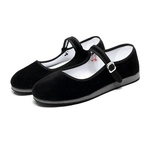 Women's Mary Jane Canvas Shoes Comfy Wide Width Flat Shoes for Daily