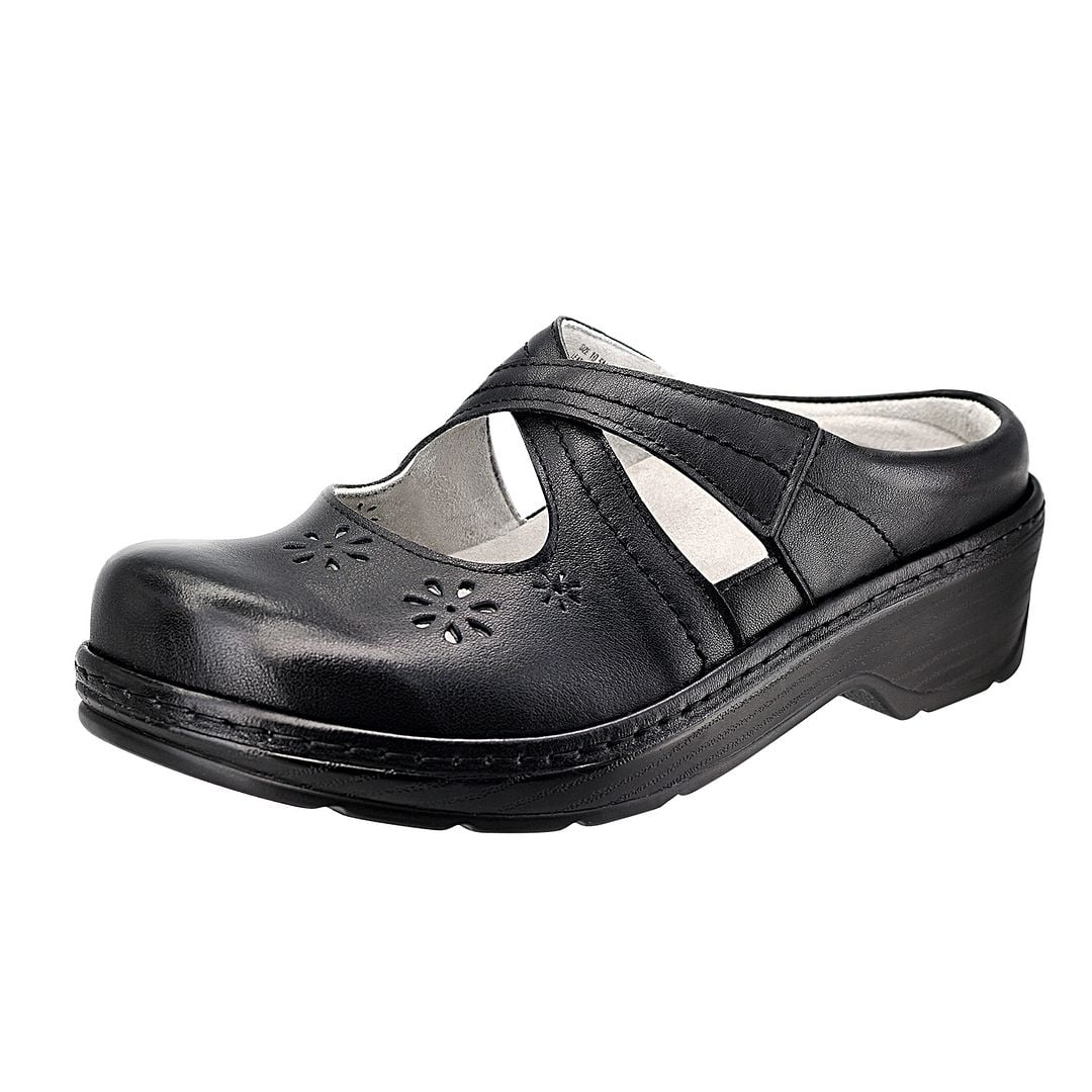 Women's Mary Jane Clogs and Mules Leather Shoes With Arch Support Black ...