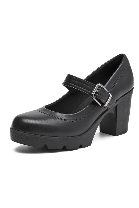 Women's Mary Jane Dress Shoes Low Block Closed Toe Heels Work Chunky Pumps Comfortable Round Toe Wedding Shoes Black Size 6