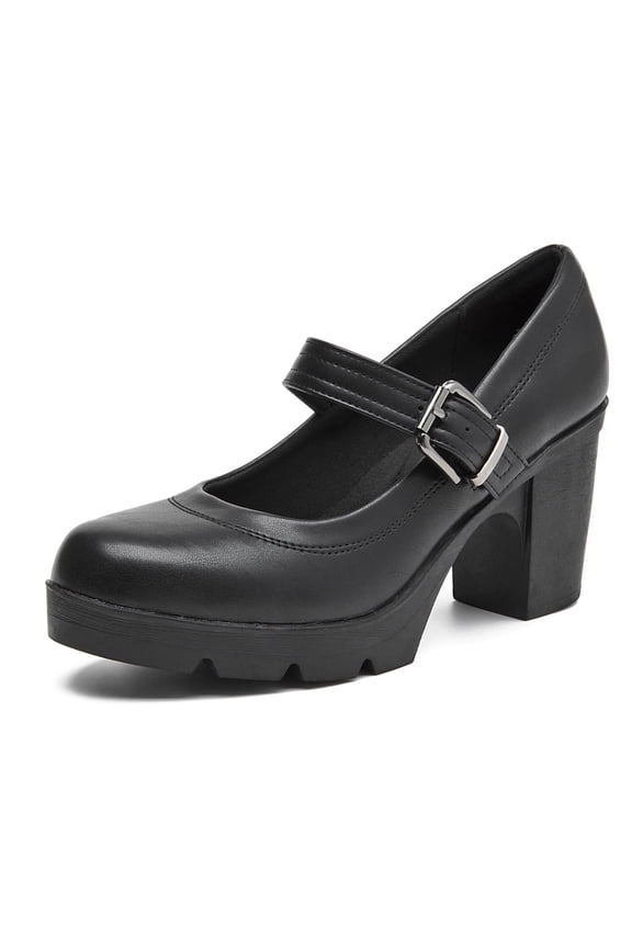 Women's Mary Jane Dress Shoes Low Block Closed Toe Heels Work Chunky Pumps Comfortable Round Toe Wedding Shoes Black Size 8.5