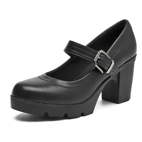 Women's Mary Jane Dress Shoes Low Block Closed Toe Heels Work Chunky Pumps Comfortable Round Toe Wedding Shoes Black Size 8