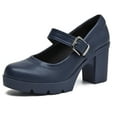 thumbnail image 1 of Women's Mary Jane Dress Shoes Low Block Closed Toe Heels Work Chunky Pumps Comfortable Round Toe Wedding Shoes Blue Size 8, 1 of 6