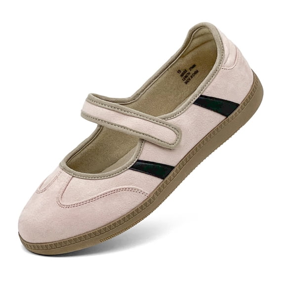Women’s Mary Jane Flats Casual Womens Loafers Adjustable Hook and Loop Walking Sneakers Soft Cushion Insole Non Slip Sole Daily Wear Dress Shoes