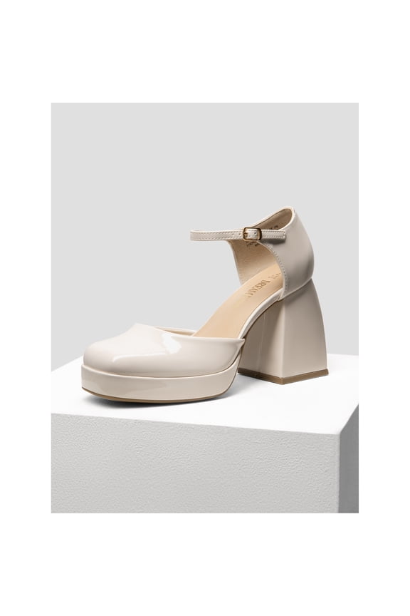 Women’s Mary Jane Platform Chunky Heel Pumps With Ankle Strap