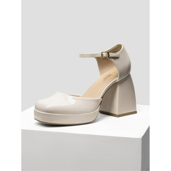 Women’s Mary Jane Platform Chunky Heel Pumps With Ankle Strap