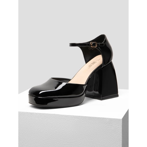 Women’s Mary Jane Platform Chunky Heel Pumps With Ankle Strap