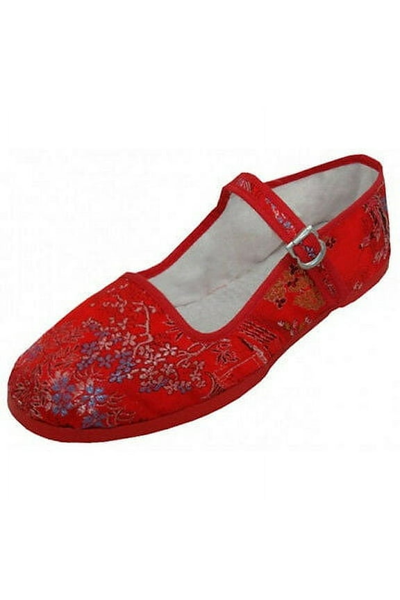 Women's Mary Jane Shoes Brocad Flat Slip On Cotton Ballet Colors