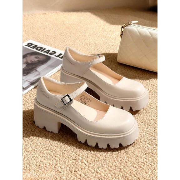 Women's Mary Jane Shoes - Platform, Dress, Low Heel, Chunky Pumps, Round Toe, Ankle Strap
