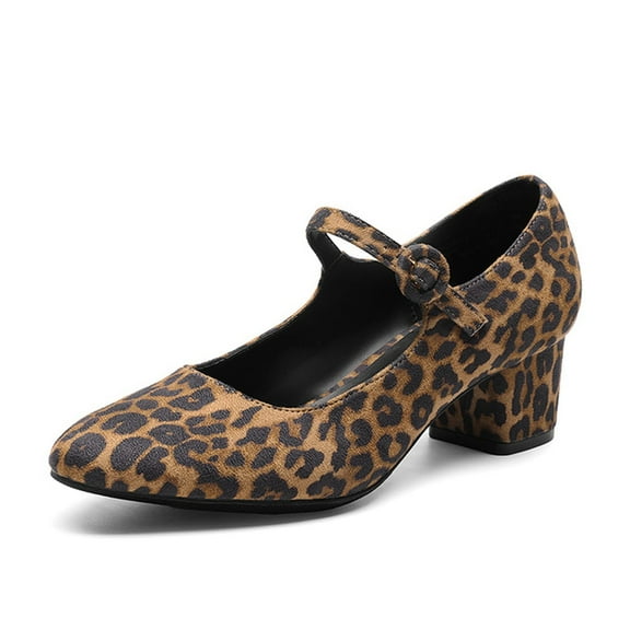 Women's Mary Jane Shoes Round Toe Pumps Block Heels With Adjustable Strap