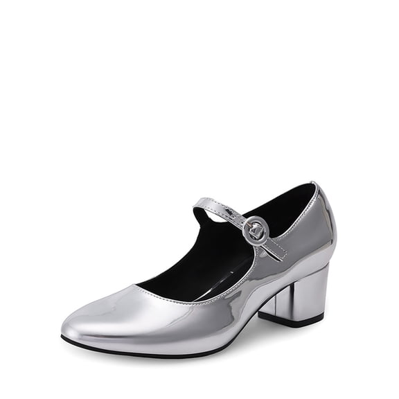 Women's Mary Jane Shoes Round Toe Pumps Block Heels With Adjustable Strap