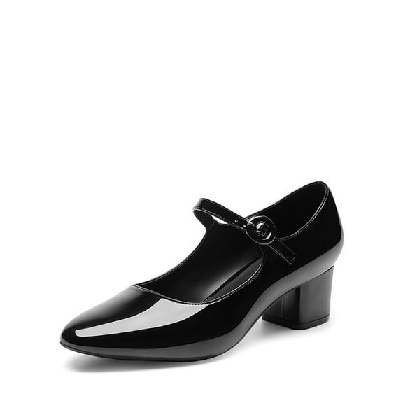 Women's Mary Jane Shoes Round Toe Pumps Block Heels With Adjustable Strap