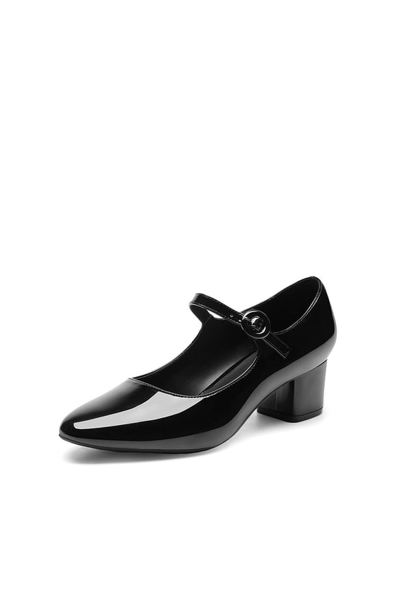 Women's Mary Jane Shoes Round Toe Pumps Block Heels With Adjustable Strap