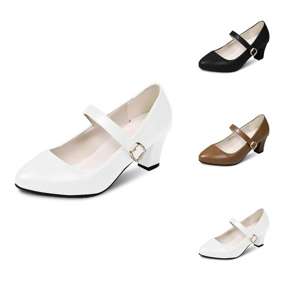 Women's Mary Jane Shoes Square Heel Closed Toe On Dress Shoes Wedding Party Back to School Pump Shoes For Casual Outings Festival Comfortable Buckle Strap