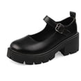 thumbnail image 1 of Women's Mary Jane Shoes Thick Sole Shoes Bow Pearl Decoration Gothic Sweet Style Platform Shoes Patent Leather Rivet decoration, 1 of 5