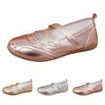 thumbnail image 1 of Women's Mary Jane Sneakers Glossy Leather Lightweight Slip on Casual Tennis Shoes Shiny Barefoot Ballet Flat Shoes, 1 of 7