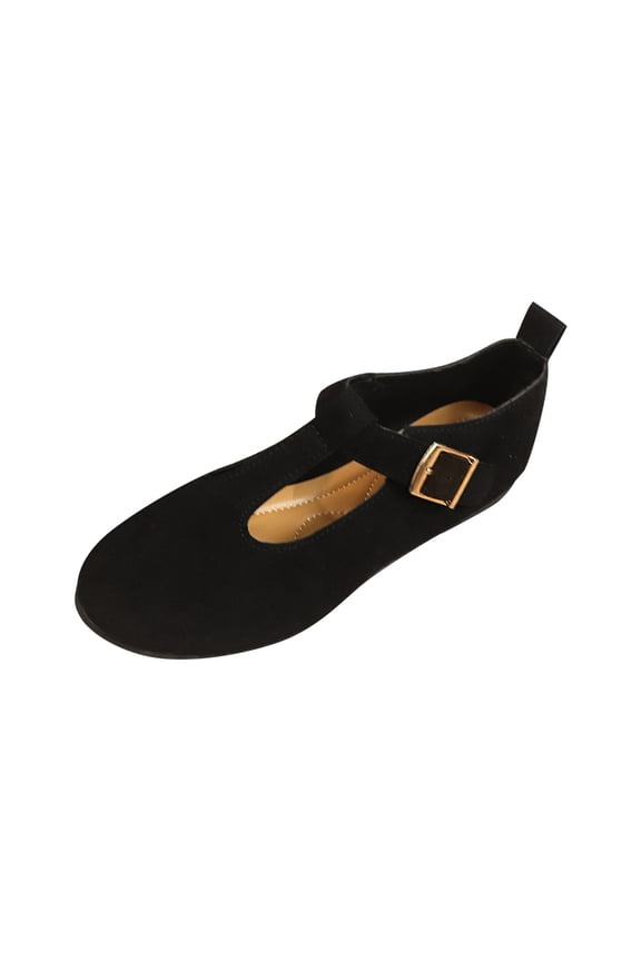 Women's Mary Janes Flats Shoes T-Strap Buckle Round Toe Flats Shoes Casual Dressy Ballerina Shoes Women's Fashion Casual Comfortable New Solid Color Round Toe Closed Toe Shoes Buckle Flat Sandals