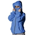 thumbnail image 1 of Women's Mask Hoodie Solid Cuffed Long Sleeve Full Zip Face Cover Coat with Pockets Sky Blue L, 1 of 9