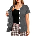 thumbnail image 1 of Women’s Mastectomy Shirt with Drain Pockets Short Sleeve Post Surgery Shirt Hook and Loop Port Access Top Dark Gray 3XL, 1 of 7