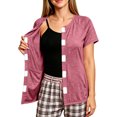 thumbnail image 1 of Women’s Mastectomy Shirt with Drain Pockets Short Sleeve Post Surgery Shirt Hook and Loop Port Access Top Vermilion S, 1 of 9