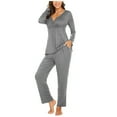 thumbnail image 1 of Women's Maternity 2 Pieces Pajamas Outfits Loose Long Sleeve T-shirt Top and Pants Loungewear Gray XL, 1 of 6