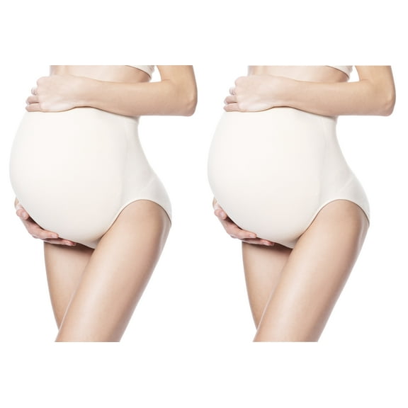 Women's Maternity Belly Support Pantie, Maternity Brief- 2 pack M nude