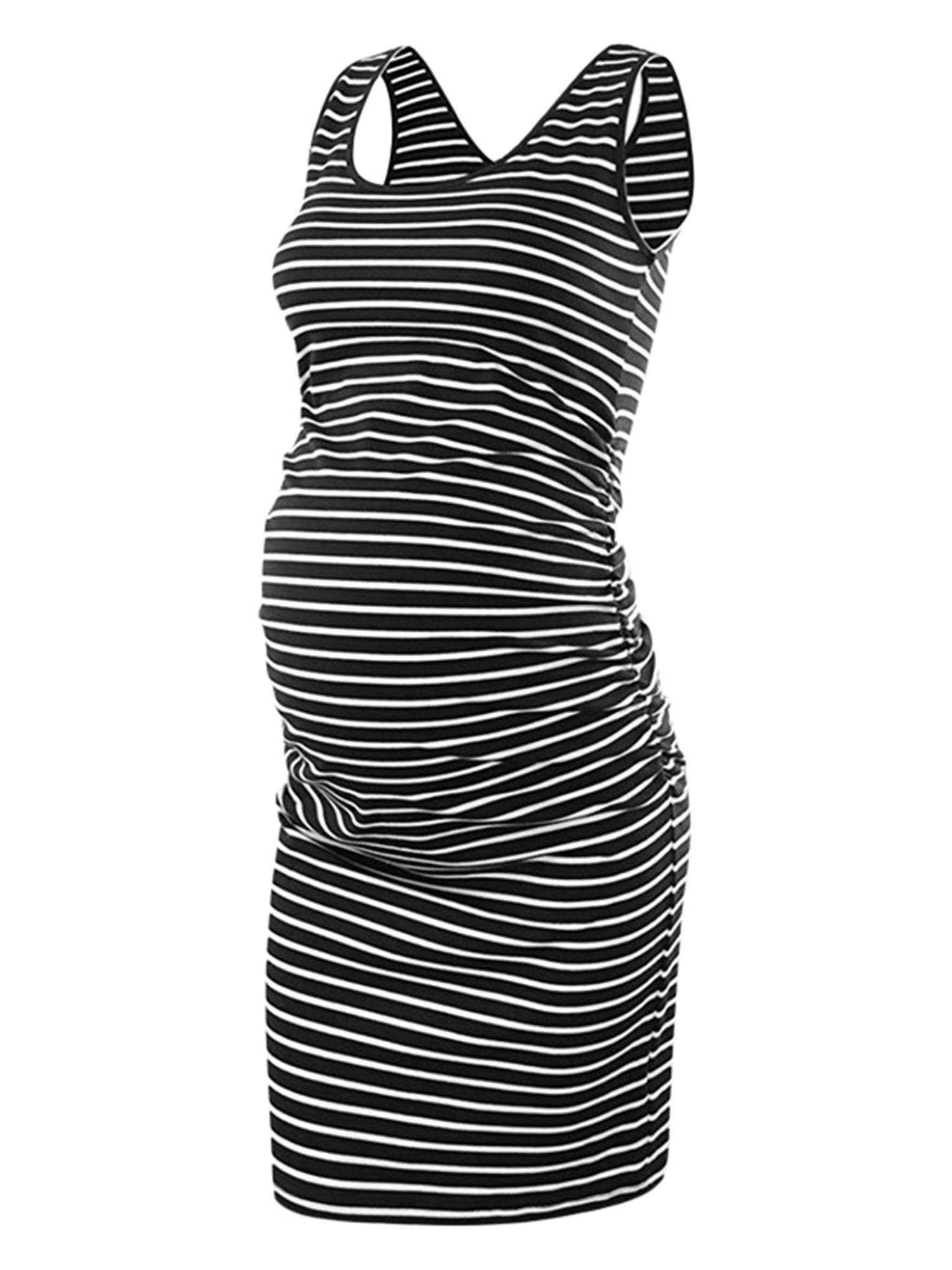 Women's Maternity Bodycon Dress Sleeveless Stripe Tank Dresses