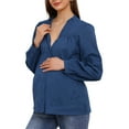 thumbnail image 1 of INSPIRE CHIC Women's Maternity Button Dowm Shirts Long Sleeve Jacquard Cotton Prenancy Semi Sheer Blouse Work Office 2XL Blue, 1 of 6