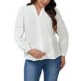 thumbnail image 1 of INSPIRE CHIC Women's Maternity Button Dowm Shirts Long Sleeve Jacquard Cotton Prenancy Semi Sheer Blouse Work Office M White, 1 of 6