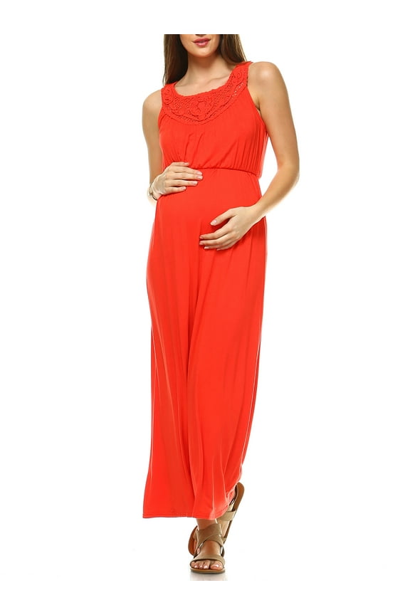 Women's Maternity Crochet Maxi Dress