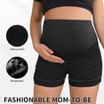 thumbnail image 1 of Women's Maternity Denim Shorts Over Belly Pregnancy Summer High Waist Distressed Cuffed Hem Casual Jean Shorts with Pockets Black M, 1 of 5