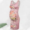 thumbnail image 1 of Women's Maternity Dress Rib Knit Sleeveless Tank Side Slit Bodycon Dresses Pregnancy Clothes Red L, 1 of 7