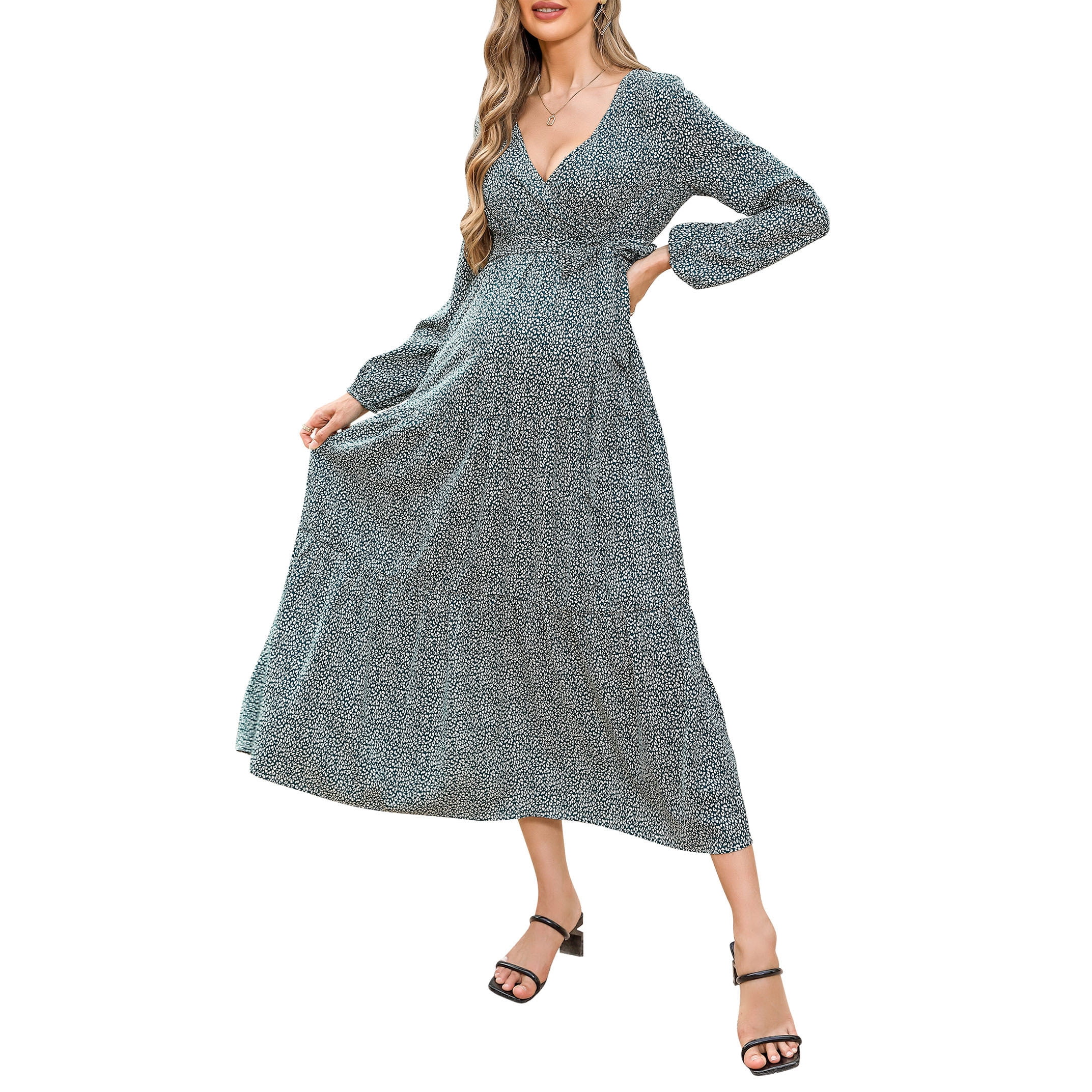 fitted lace wedding dress Alejandra Green Maternity Long Sleeve High Neck Maxi Dress – Club L London main image 1