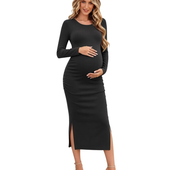 Women's Maternity Dresses Long Sleeve Sweater Dress Winter Pregnancy Clothes