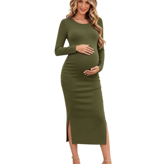 Women's Maternity Dresses Long Sleeve Sweater Dress Winter Pregnancy Clothes