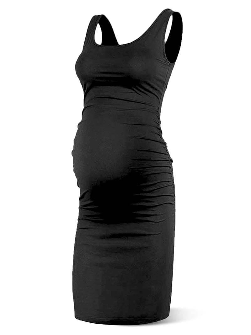 black pregnancy dresses Black Maxi Trapeze, in Silky Crepe