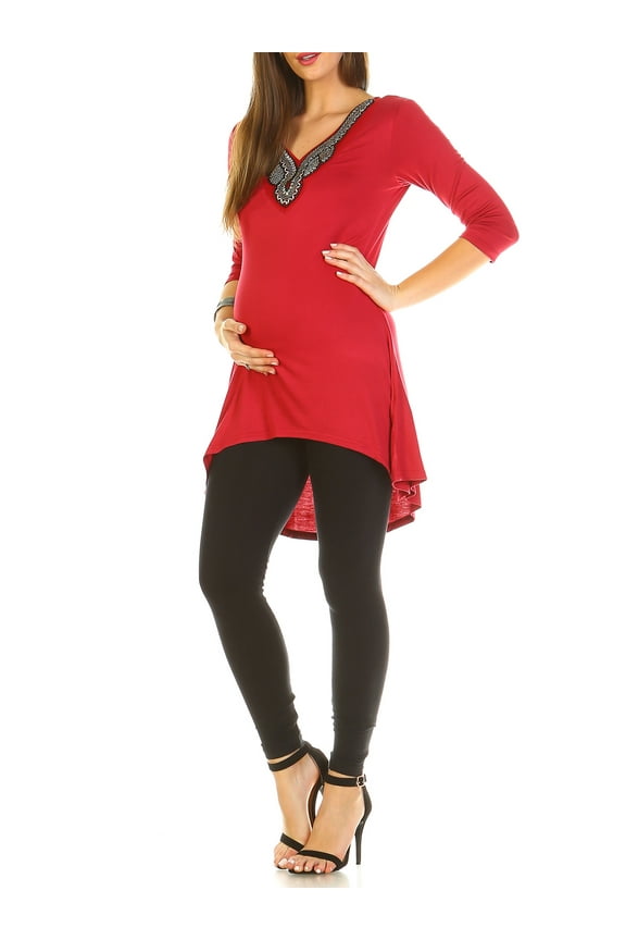 Women's Maternity Embellished Tunic Top - Extended Sizes Available