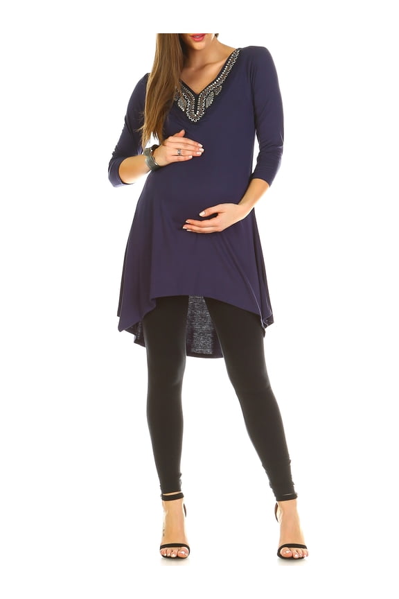 Women's Maternity Embellished Tunic Top - Extended Sizes Available