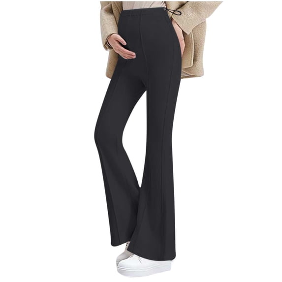 Women's Maternity Flare Leggings Over The Belly Bootcut Bell Bottom Pregnancy Leggings Lounge Yoga Pants,Black,M