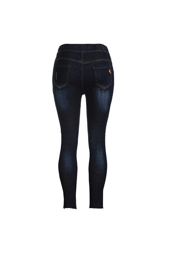 Women's Maternity Jeans Over Belly Comfy Stretch Boyfriend Jeans Denim Pregnancy Pants Dark Blue XL