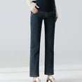 thumbnail image 1 of Women's Maternity Jeans Over Belly Comfy Stretch Boyfriend Jeans Denim Pregnancy Pants Navy M, 1 of 3