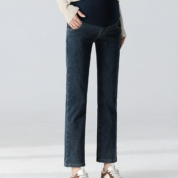 Women's Maternity Jeans Over Belly Comfy Stretch Boyfriend Jeans Denim Pregnancy Pants Navy XXL