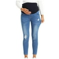 thumbnail image 1 of Women's Maternity Jeans Over Belly Skinny Denim Jeggings Comfy Stretch Pregnancy Pants Light Blue m, 1 of 9