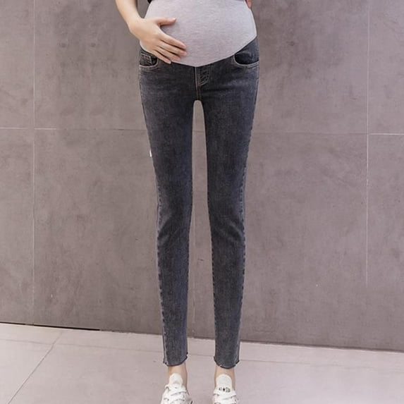Women's Maternity Jeans Over Belly Skinny Denim Jeggings Comfy Stretch Pregnancy Pants Navy L